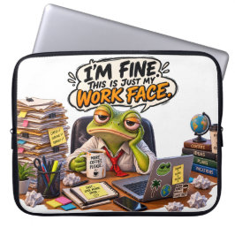 Funda para portátil Cara de Trabajo Rana Divertida