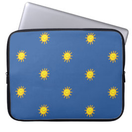 Funda Para Portátil Cara Feliz Sol Patrón Azul Moderno Lindo
