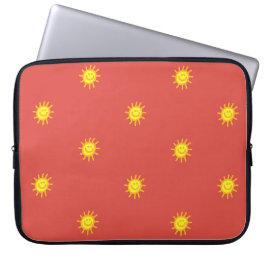 Funda Para Portátil Cara Feliz Sol Patrón Rojo Moderno Lindo