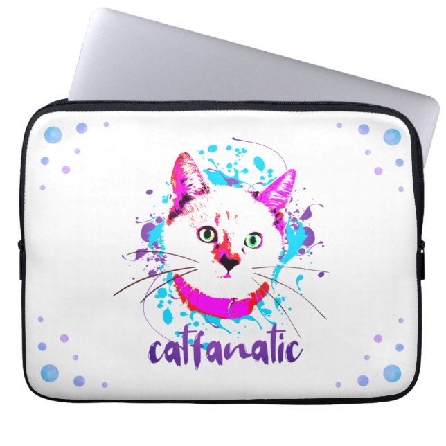 Funda Para Portátil Cara Kitty Cara azul rosado caliente Fanático (Frente)