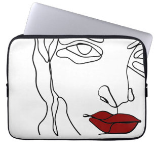 Funda Para Portátil Cara moderna de dibujo minimalista de una línea