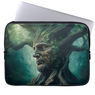 Funda Para Portátil Cara sabia en el bosque místico del árbol antiguo