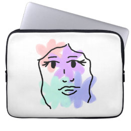 Funda Para Portátil Cara y flores abstracto (colores pálidos)