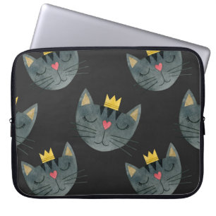 Funda Para Portátil Caras de gato acuarela, sin costura.