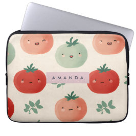 Funda Para Portátil Caras personalizadas de tomate Kawaii Pastel