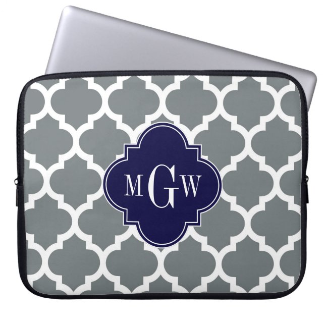 Funda Para Portátil Carbón blanco marroquí #5 Marina 3 Monograma inici (Frente)