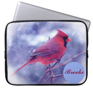 Funda Para Portátil Cardenal rojo con mango de portátil con nombre