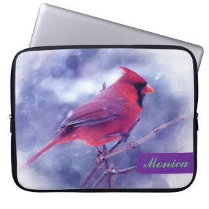 Funda Para Portátil Cardenal rojo con mango de portátil con nombre