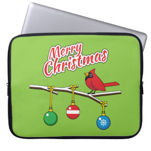 Funda Para Portátil Cardenal Rojo sobre la rama desnuda de los Navidad