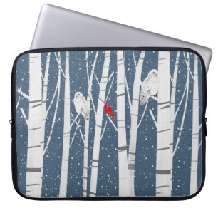 Funda Para Portátil Cardenal y búhos en copos de nieve