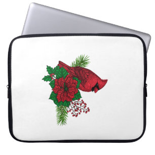 Funda Para Portátil Cardenales rojos sobre decoración de Navidades