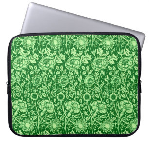 Funda Para Portátil Carnación de Art Nouveau Damask, verde esmeralda