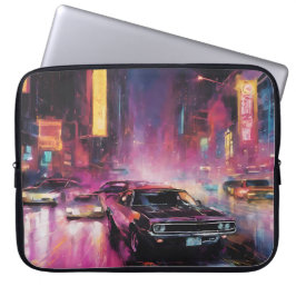 Funda Para Portátil Carreras callejera nocturna en la vibrante ciudad