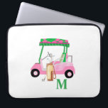 Funda Para Portátil Carro de golf personalizado femenino<br><div class="desc">Un encantador y único carrito de golf, rosa y verde, hecho con gusto y listo para correr el campo, en este funda portátil. —Este es un gran regalo para todos los amantes del golf — divertido / atractivo / único. Personalízalo con sus iniciales/monograma. Si tiene alguna pregunta de diseño o...</div>