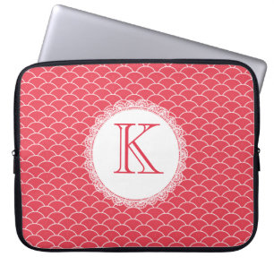 Funda Para Portátil Carta Monograma Poppy Red Designer Portátil Bag