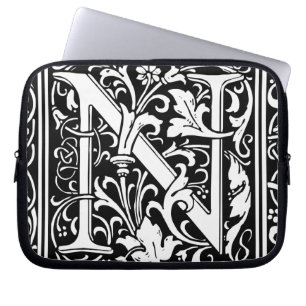 Funda Para Portátil Carta N Monograma medieval Art Nouveau