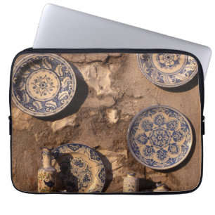 Funda Para Portátil Cartel de cerámica de Umbria azul y crema