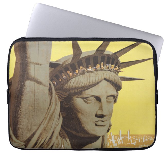 Funda Para Portátil Cartel De Viajes Para Nueva York, United Air Lines (Frente)