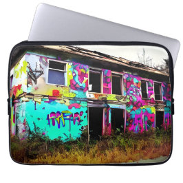 Funda Para Portátil Casa abandonada con graffiti colorido