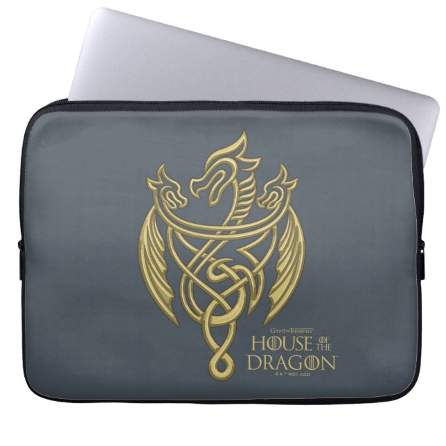 Funda Para Portátil CASA DEL DRAGÓN | Escudo Golden Filigree Dragon (Frente)