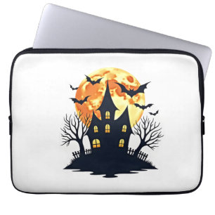 Funda Para Portátil Casa Embrujada con Murciélagos � Camiseta de Hallo