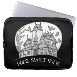 Funda Para Portátil Casa embrujada y murciélagos de Halloween 