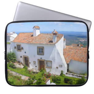 Funda Para Portátil Casa mediterránea de acuarela