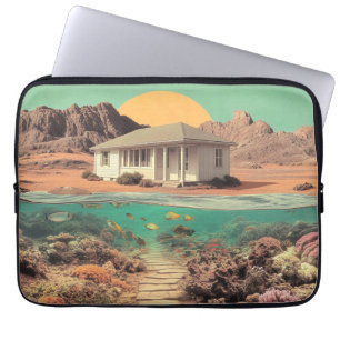 Funda Para Portátil Casa surrealista en el desierto con arrecife subma