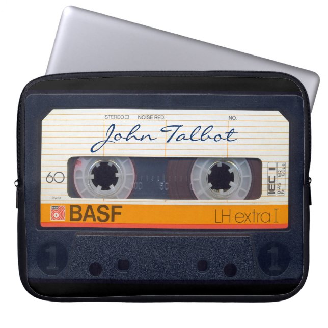 Funda Para Portátil Casete de audio mixtape de 80s con diseño retro vi (Frente)