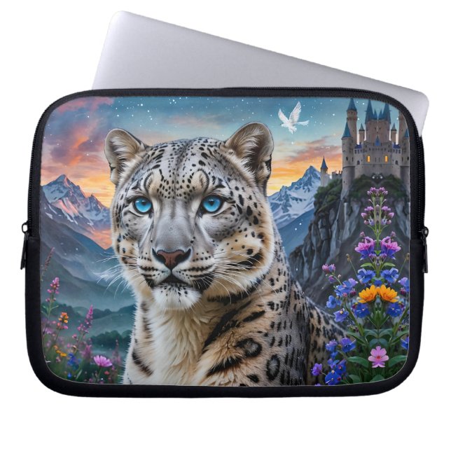 Funda Para Portátil Castillo De Montaña Snow Leopard En Sunset (Frente)