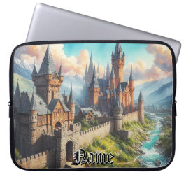 Funda Para Portátil Castillo medieval en un paisaje montañoso