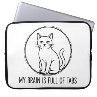 Funda Para Portátil Cat Laptop Sleeve - Brain Full Of Tabs