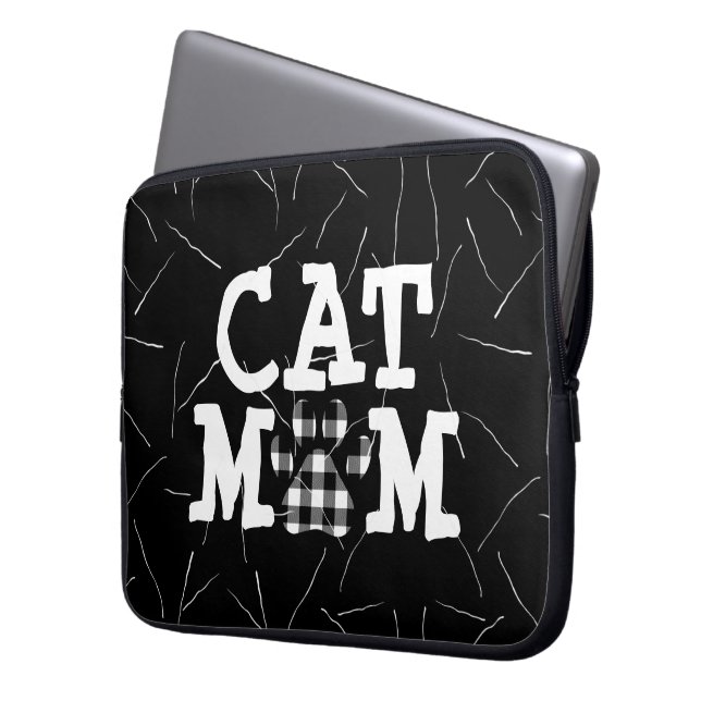 Funda Para Portátil Cat Mom Pawprint con hemisferias de gato (Anverso izquierdo)