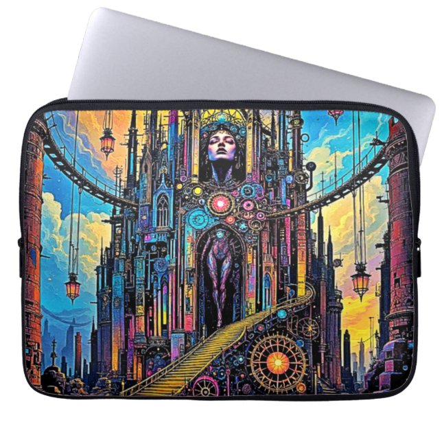 Funda Para Portátil Catedral de Steampunk (Frente)