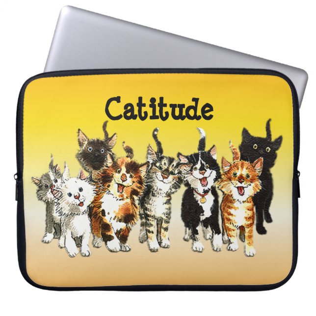 Funda Para Portátil Catitude Cute Kitty Cats Laptop Sleeve (Frente)