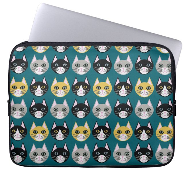 Funda Para Portátil Cats teal (Frente)