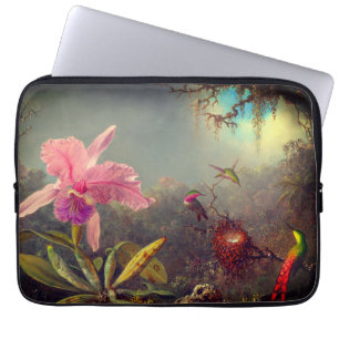 Funda Para Portátil Cattleya Orchid y tres Hummingbirds Heade