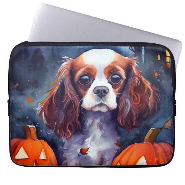 Funda Para Portátil Cavalier de Halloween King Charles Spaniel (Frente)