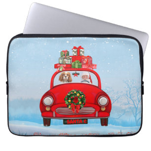 Funda Para Portátil Cavalier King Dog En Coche Con Santa Claus