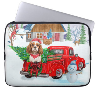 Funda Para Portátil Cavalier King Dog En La Nieve Del Camión De Entreg