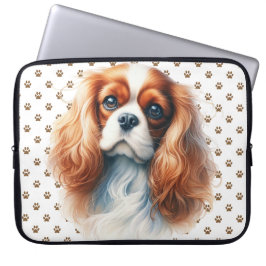 FUNDA PARA PORTÁTIL CAVALIER ROJO Y BLANCO ADORABLE KING CHARLES SPANI