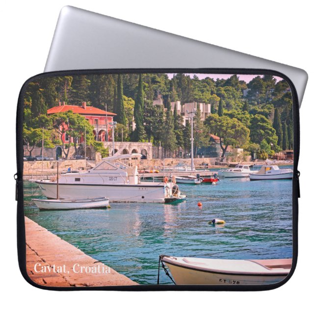 Funda Para Portátil Cavtat, vistas a Croacia del agua (Frente)