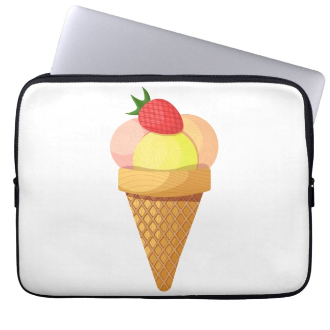 Funda Para Portátil Cazas de helado y fresa en cono de gofre (Frente)