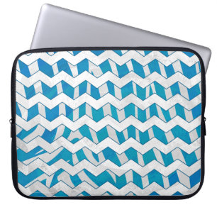 Funda Para Portátil Cebra azul y cheurón blanco