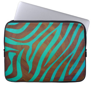 Funda Para Portátil Cebra Brown e impresión verde azulada