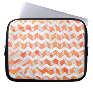 Funda Para Portátil Cebra Chevron Naranja y Blanco