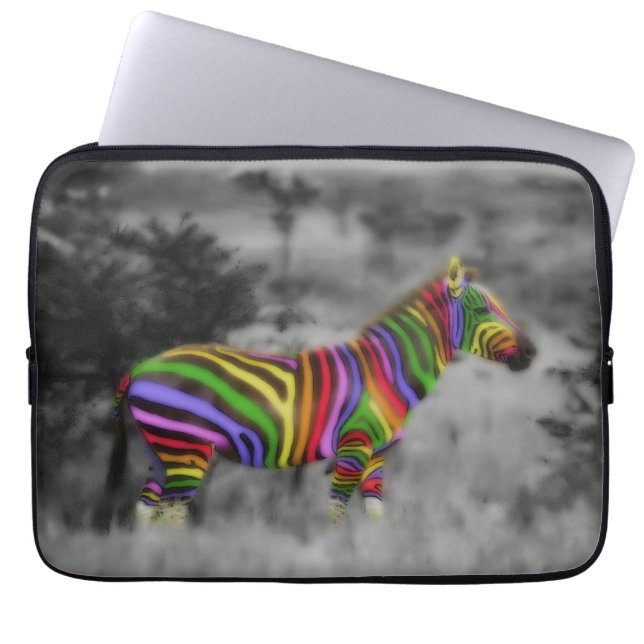 Funda Para Portátil Cebra del arco iris (Frente)