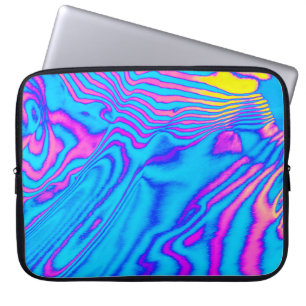 Funda Para Portátil Cebra Psicodélica a rayas: Backgr Neon Fluorescent