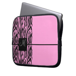Funda Para Portátil Cebra rosa monogramada