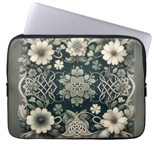 Funda Para Portátil Celta Floral de Trébol Encantador